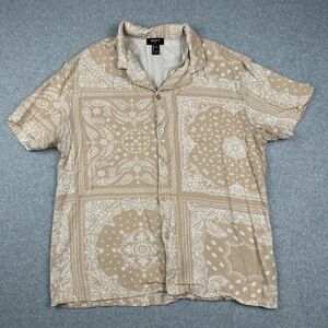 Forever 21 Shirt Mens L Paisley Print Button Down‎ Casual Summer Lightweight